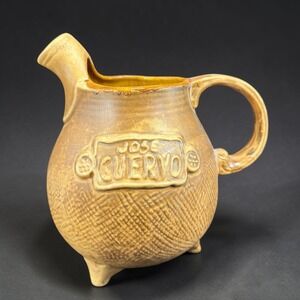 Vintage Jose Cuervo Tequila Stoneware Pitcher Tripod Footed‎ Barware 8in Tall